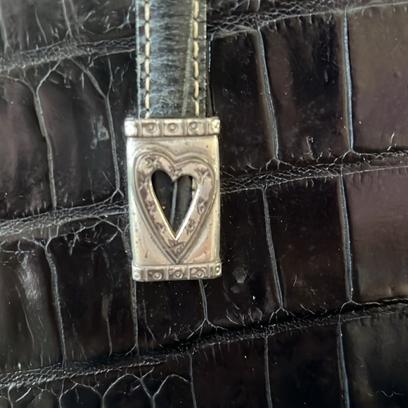 Brighton  Vintage  Croc embossed  Gen. leather   Shoulder bag  navy / black  EUC - Picture 5 of 14